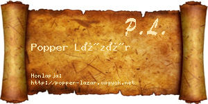 Popper Lázár névjegykártya